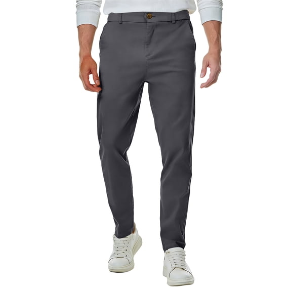 Men's Solid Slim Fit Dress Pants, Stretch Chino Trousers, Summer Casual Business Work Pants 33