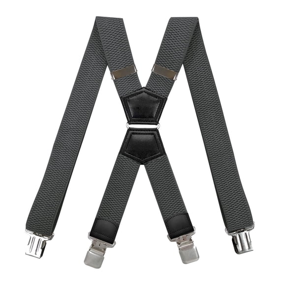 Men's Solid Suspender Heavy Duty 1.5 Inch High Elasticity and Strong Clip Adjustable Work Suspenders