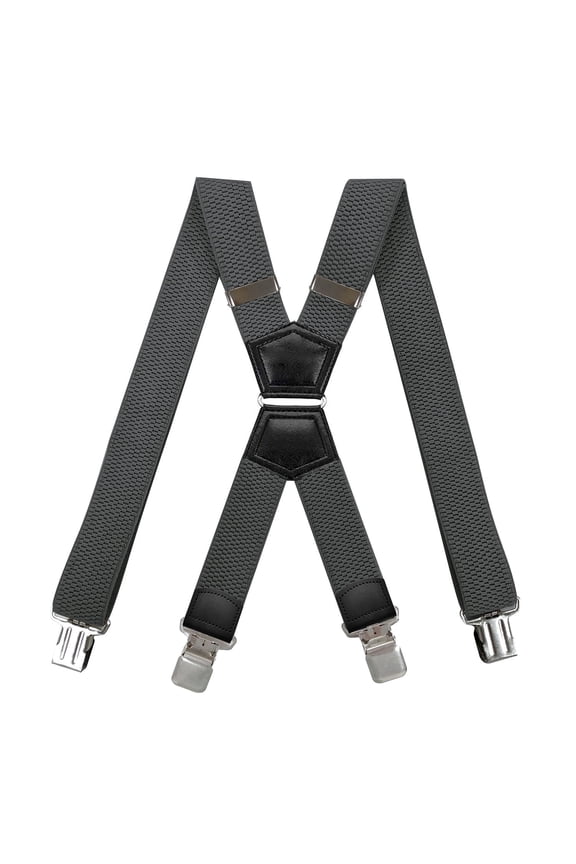 Men's Solid Suspender Heavy Duty 1.5 Inch High Elasticity and Strong Clip Adjustable Work Suspenders