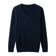 thumbnail image 1 of Men's Solid Sweater Long Sleeve V Neck Ribbed Knit Pullover Top Navy M, 1 of 8