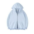 thumbnail image 1 of Men's Solid Sweatshirt Full-Zip Hoodies Relaxed Fit Blouses Long Sleeve Hooded Sweater Casual Warm Blouse Tops with Pockets Wind Resistant Windbreaker Sweater Fall Winter Jacket, 1 of 2