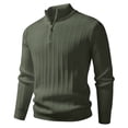thumbnail image 1 of Men's Solid Sweatshirt Stand Collar Quarter Zipper Sweaters Fall Pullover Sweaters Long Sleeve Casual Loungewear Olive Green M, 1 of 5