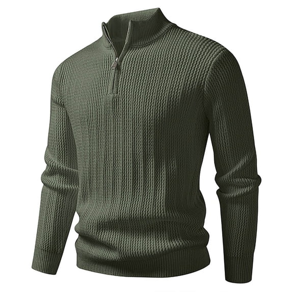 Men's Solid Sweatshirt Stand Collar Quarter Zipper Sweaters Fall Pullover Sweaters Long Sleeve Casual Loungewear Olive Green M