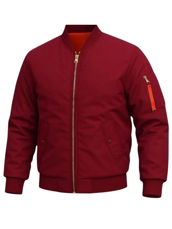 Men's Solid Thick Heavy Orginal Bomber Casual Jacket Fall Winter Weather