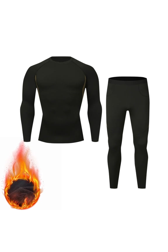 Men's Solid Thicken Long Sleeves And Pants Tight Warm Outdoor Sports Suit