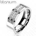 thumbnail image 1 of Men's Solid Titanium Cubic Zirconia Micro Paved Wedding Band Ring Size 13, 1 of 2
