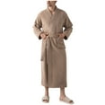 thumbnail image 1 of Men's Solid Velvet Loungewear Thermal Long Sleeve Sleepwear Bandage Nightgown Pajama Top With Pockets Comfort Casual Lounge Wear, 1 of 7