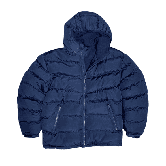 Men's Solid Warm Puffer Bubble Fleece Lined Heavyweight Full Zip Hooded Jacket