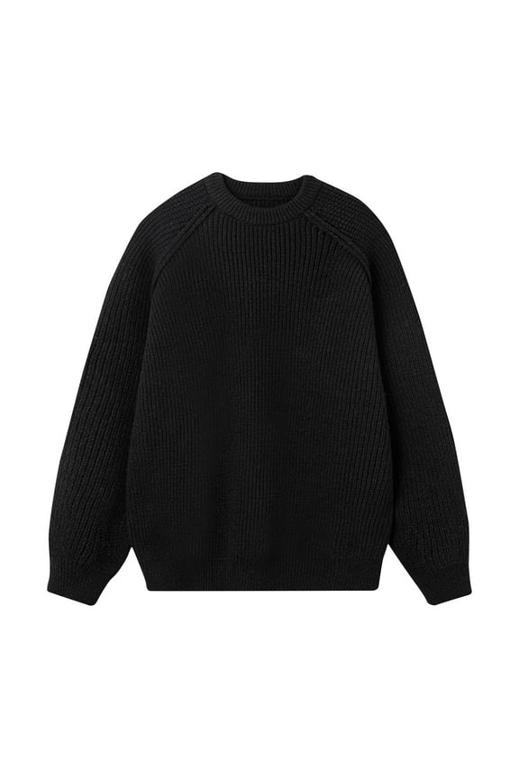 Men's Solid Warm Pullover Sweater 2024 Crew Neck Casual Shirts Knitted Long Sleeve Sweatshirts Comfy Loose Lounge Sweaters