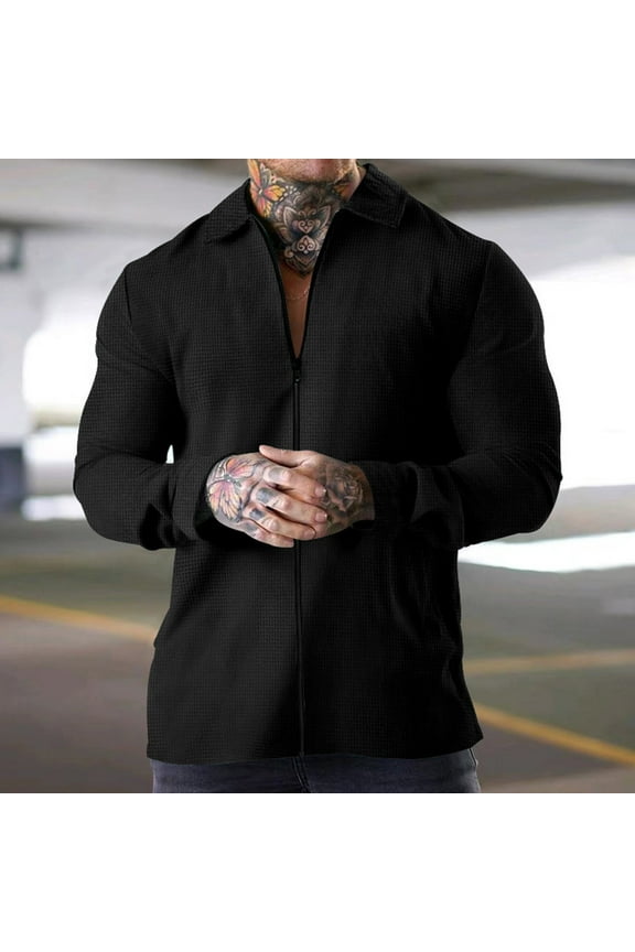 Men's Solid Zipper Long Sleeve Jacket Men's Casual CardiganLong Puffer Mint Velvet Cardigan Winter Jackets For Men