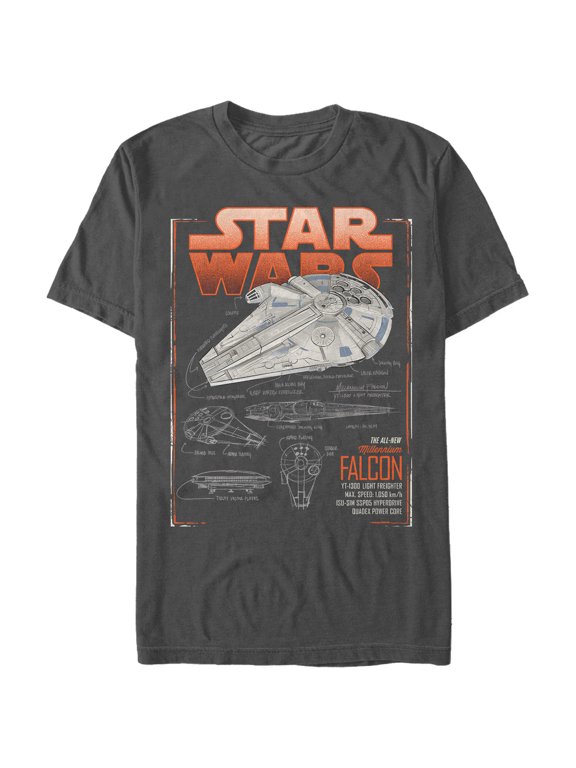Men's Solo: A Star Wars Story Millennium Falcon Schematics Graphic Tee Charcoal Medium