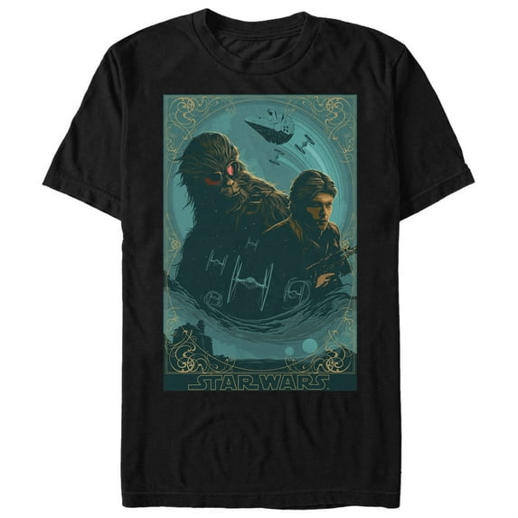 Men's Solo: A Star Wars Story Ornate Han Chewie Frame Graphic Tee Black 4X Large