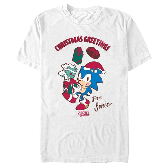 Men's Sonic the Hedgehog Christmas Greetings  Graphic T-Shirt