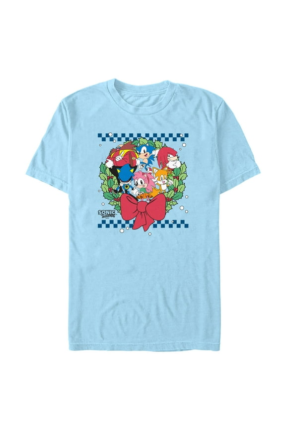Men's Sonic the Hedgehog Christmas Wreath Graphic T-Shirt