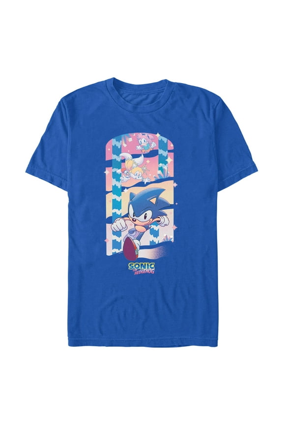 Men's Sonic the Hedgehog Colorful Trio Panels Graphic T-Shirt