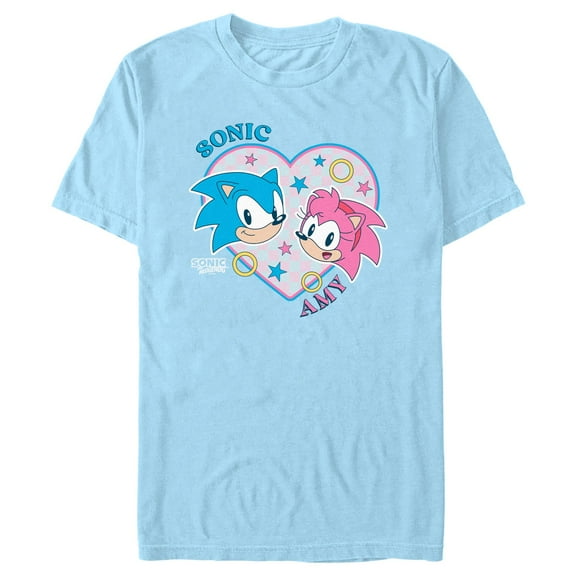 Men's Sonic the Hedgehog Retro Couple Heart  Graphic T-Shirt