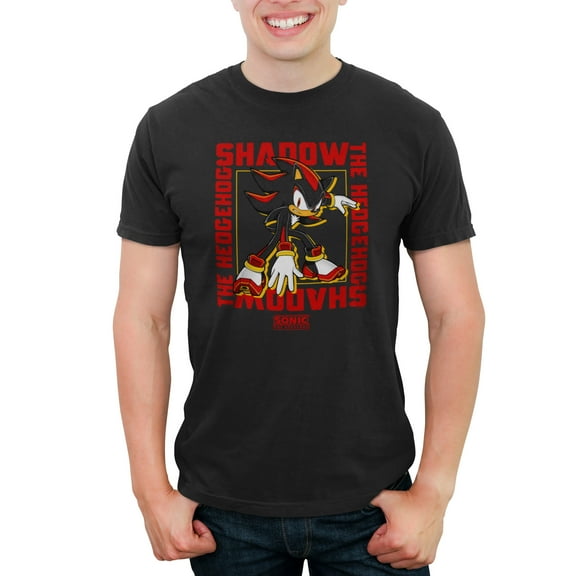 Men's Sonic the Hedgehog Shadow Text Frame  Graphic T-Shirt