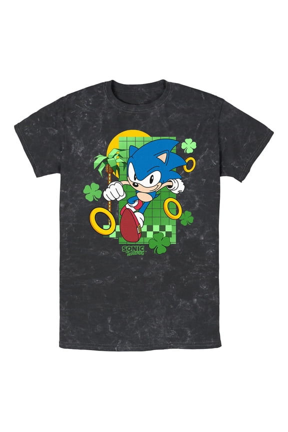 Men's Sonic the Hedgehog Shamrock Rings Graphic T-Shirt
