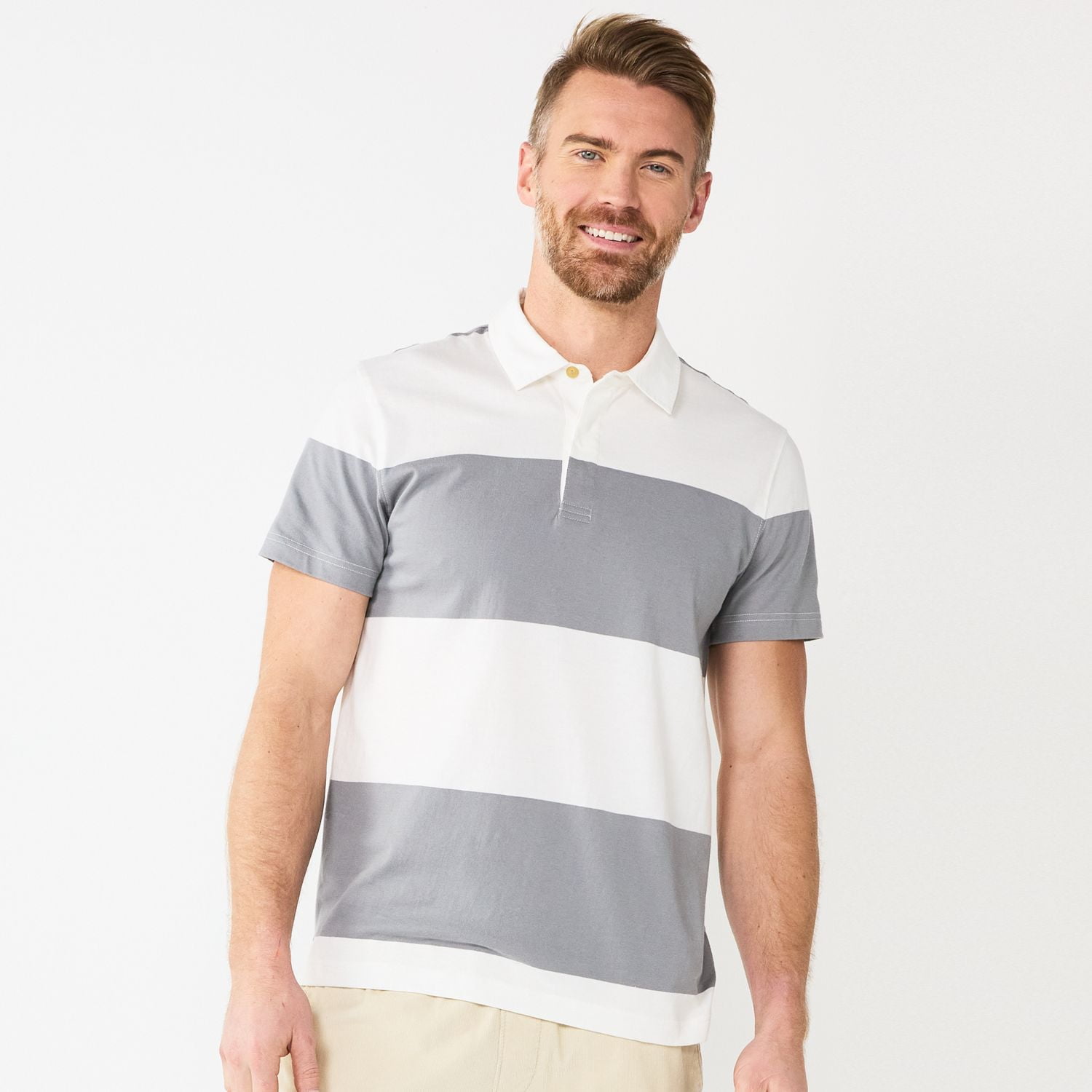 Men's Sonoma Goods For Life® Everyday Polo Color: Gray White Rugby