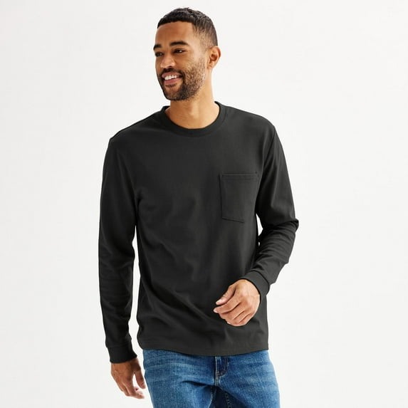 Men's Sonoma Goods For Life® Heavyweight Long Sleeve T-Shirt Color: Black Size: S