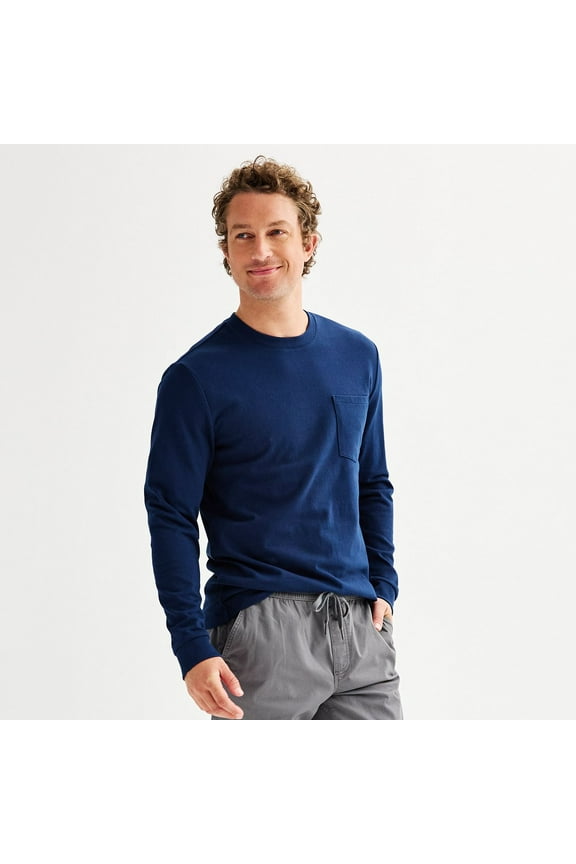 Men's Sonoma Goods For LifeĀ® Heavyweight Long Sleeve T-Shirt Color: Mineral Navy Size: L