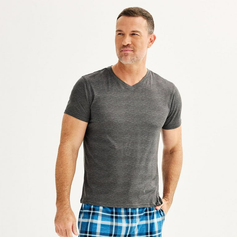 Men s Sonoma Goods For Life Super Soft V Neck Sleep Shirt Color Medium Grey Sd Size XL Walmart
