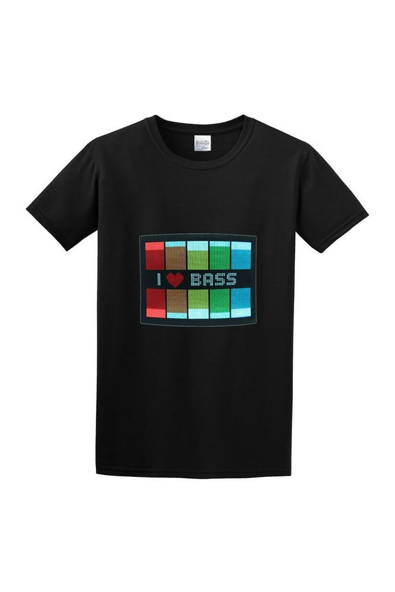 Men's Sound Activated Led Bass T-shirts Black 3XL