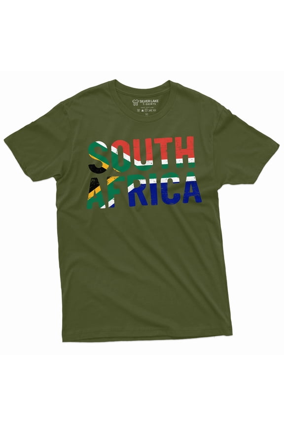 Men's South Africa Shirt South Africa Country Patriotic Flag Shirt South Africa National Tee (3X-Large Military Green)