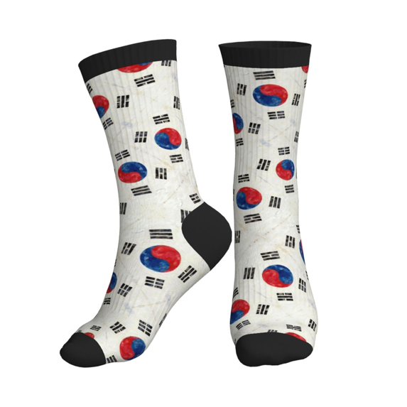 Men's South Korean Flag Novelty Athletic Socks Women's Digital Printing Funky Patterned Crew Socks