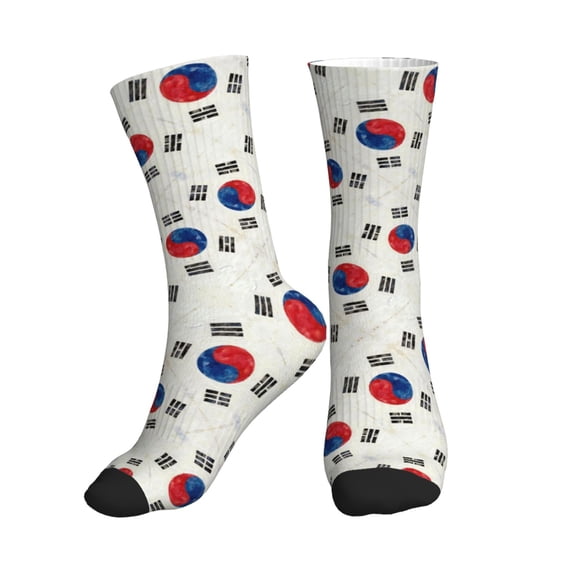 Men's South Korean Flag Novelty Athletic Socks Women's Digital Printing Funky Patterned Crew Socks