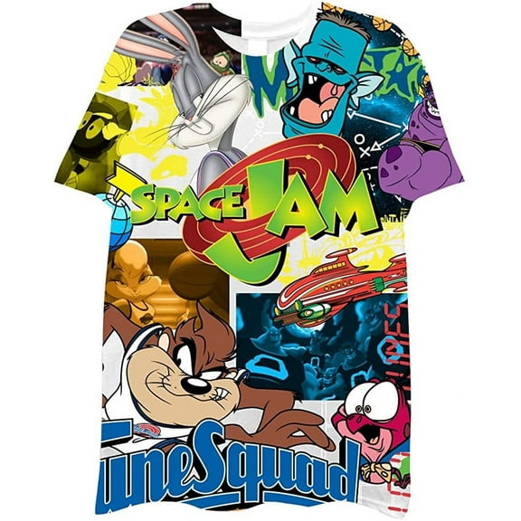 Men's Space Jam A New Legacy Short Sleeve T-Shirt- Looney Tunes Tune Squad Bugs Bunny T-Shirt 100% Polyester