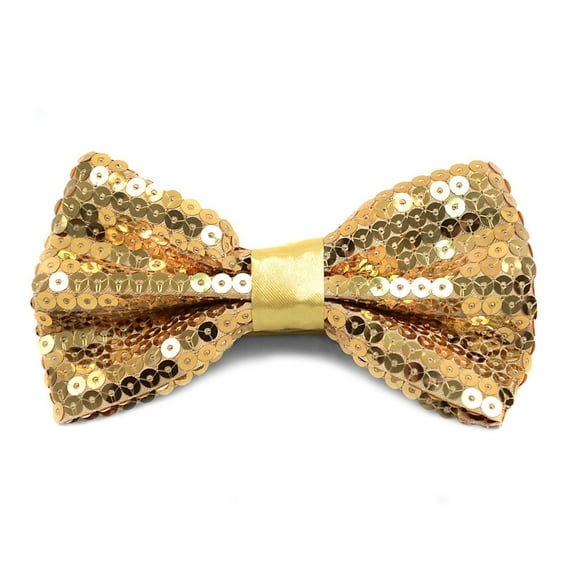 Men's Sparkle Sequin Banded Bow Ties-Gold Bow Tie