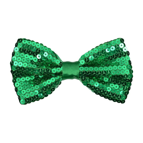 Men's Sparkle Sequin Banded Bow Ties-Green Bow Tie