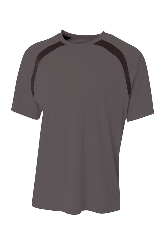 Men's Spartan Short Sleeve Color Block Crew Neck T-Shirt - GRAPHITE/ BLACK - 3XL
