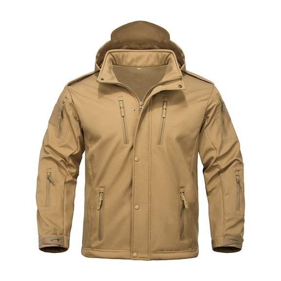 Men's Special Ops Military Tactical Soft Shell Winter Warm Fleece Lined Jacket Rain Hood Coat Hiking Snowboard for Skiing, Snowboarding and Winter Mountain Sports, Multicolor, L
