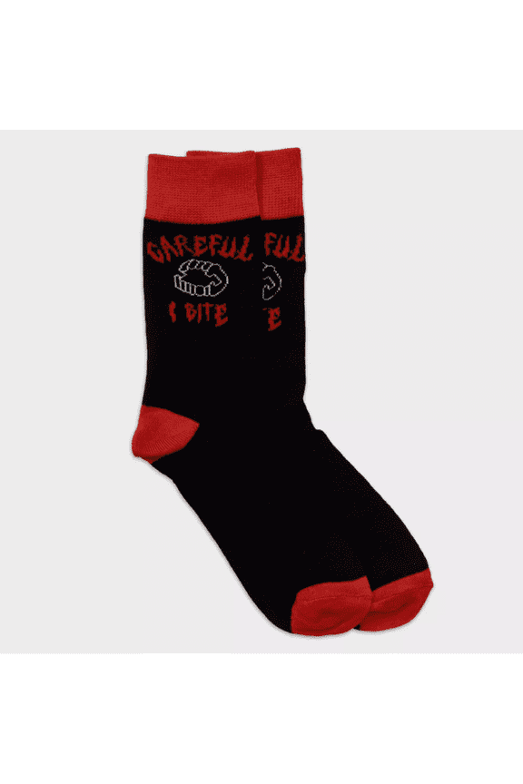 Men's Special Thanks Halloween Black Careful I Bite Crew Socks - 6-12
