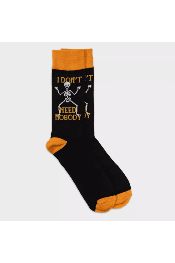 Men's Special Thanks Halloween Black Dancing Skeletons Crew Socks - 6-12