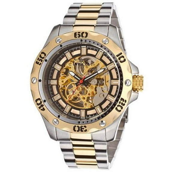 Men's Specialty Mechanical Two-Tone Gold-Tone Skeletonized Dial