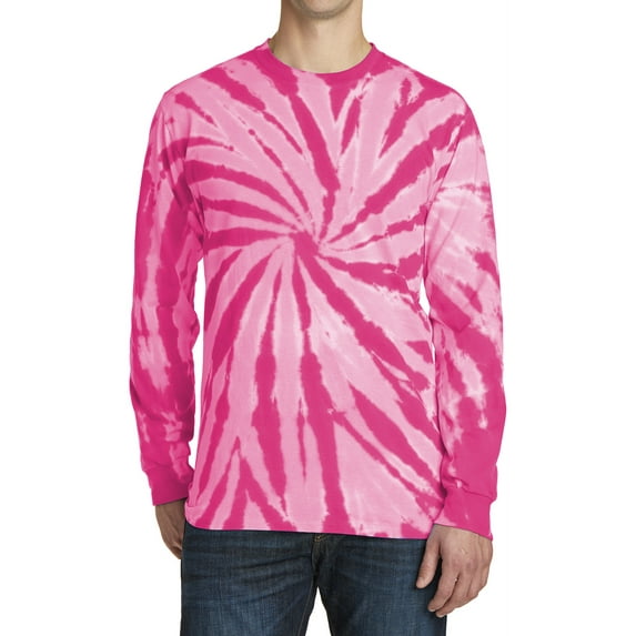 Men's Specialty Tie-Dye Long Sleeve Throwback Look Tee Pink Large