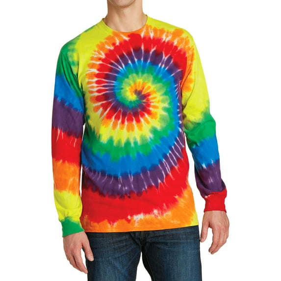 Men's Specialty Tie-Dye Long Sleeve Throwback Look Tee Rainbow Medium