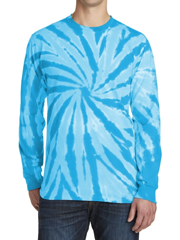 Men's Specialty Tie-Dye Long Sleeve Throwback Look Tee Turquoise 2X-Large