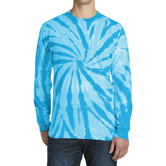 Men's Specialty Tie-Dye Long Sleeve Throwback Look Tee Turquoise Small