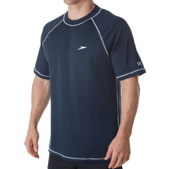 Men's Speedo 7482178 Easy Short Sleeve Loose Fit Swim Tee (New Navy S)