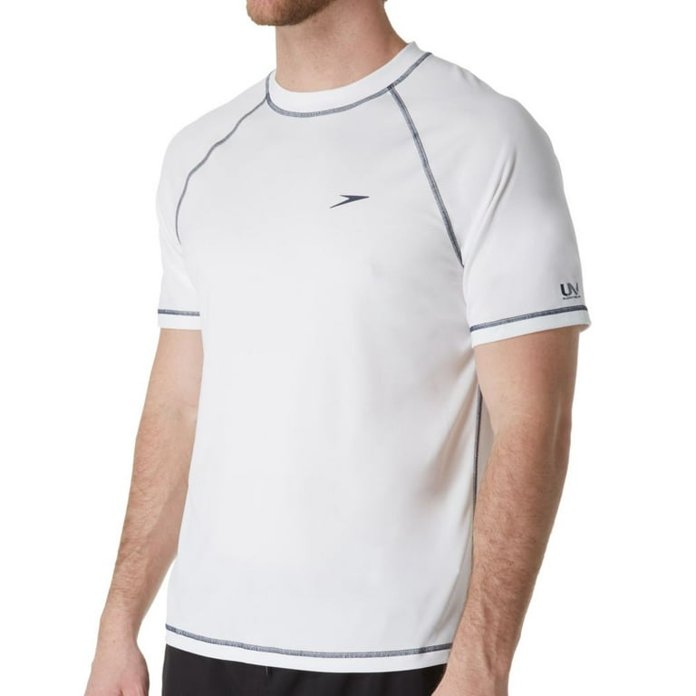 Men s Speedo 7482178 Easy Short Sleeve Loose Fit Swim Tee White S Walmart
