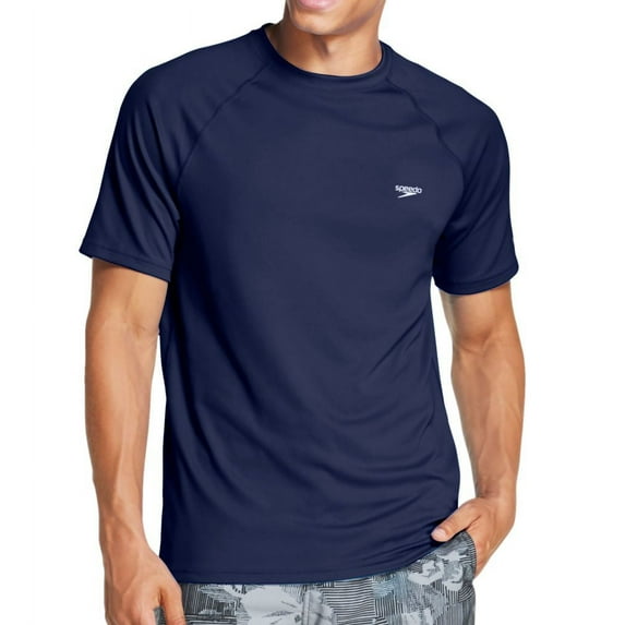 Men's Speedo 7748220 Easy Regular Fit Short Sleeve Swim Shirt (Peacoat 2XL)