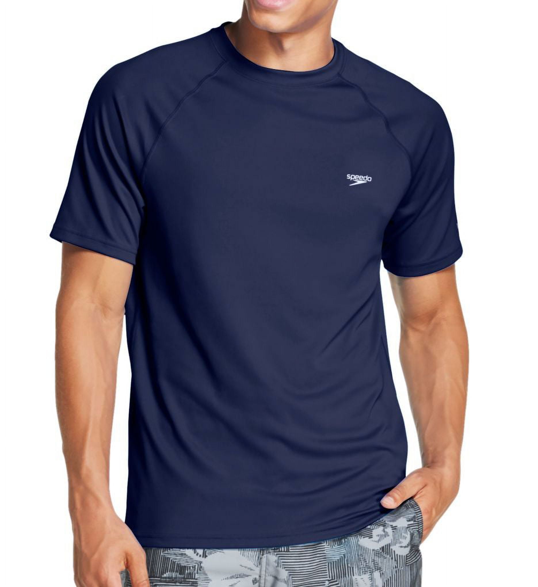 Men's Speedo 7748220 Easy Regular Fit Short Sleeve Swim Shirt (Peacoat