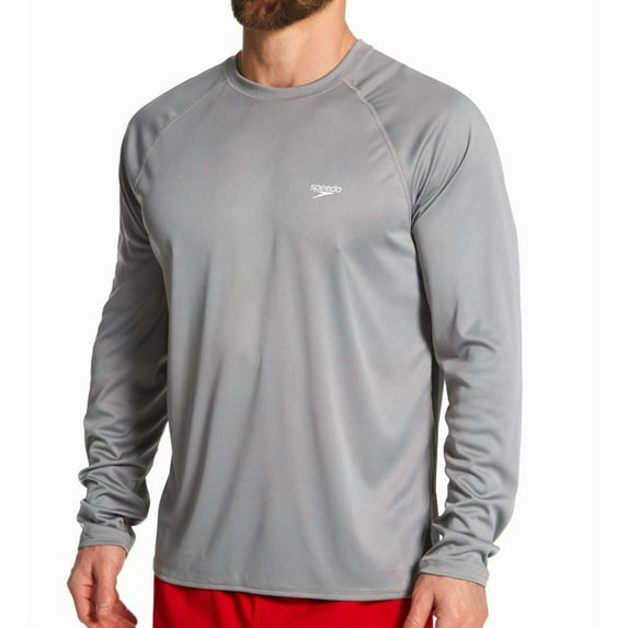 Men's Speedo 7748221 Easy Regular Fit Long Sleeve Swim Shirt (Monument XL)