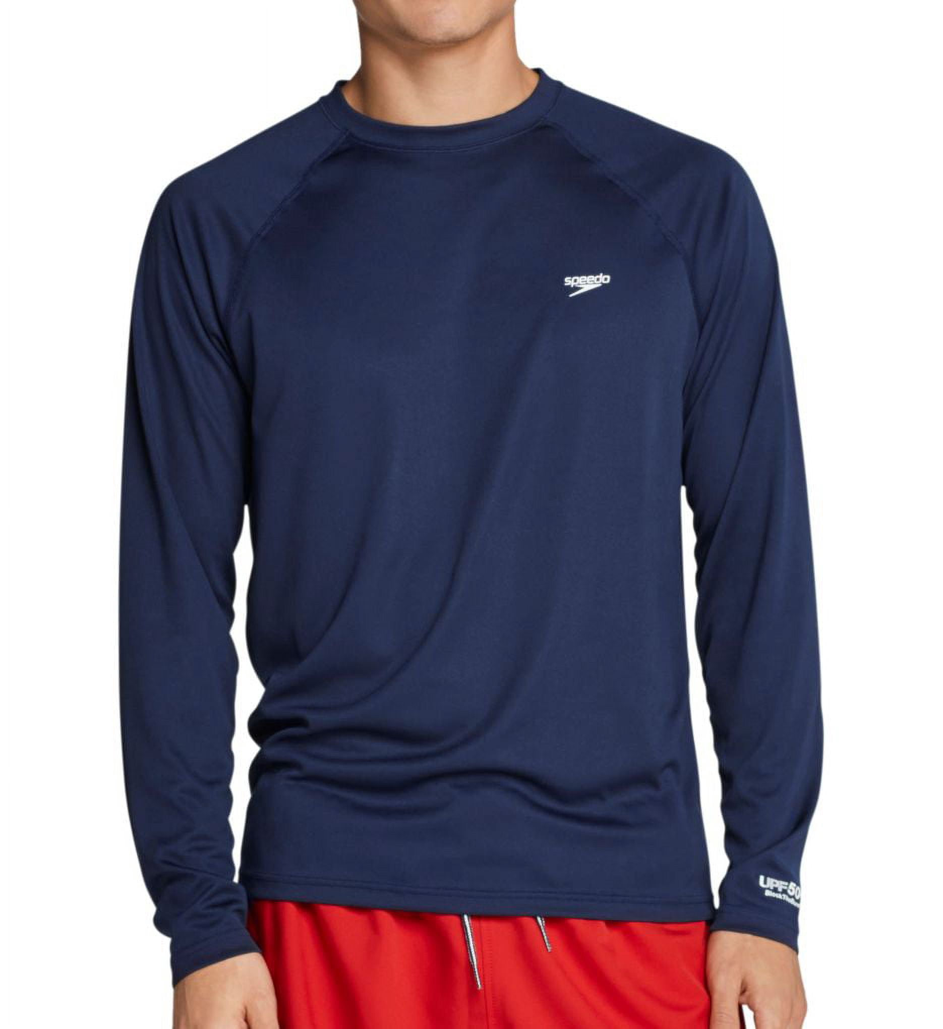 Simple Speedo Men's Speedo 7748221 Easy Regular Fit Long Sleeve Swim Shirt (Peacoat ...