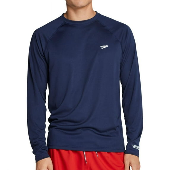 Men's Speedo 7748221 Easy Regular Fit Long Sleeve Swim Shirt (Peacoat S)