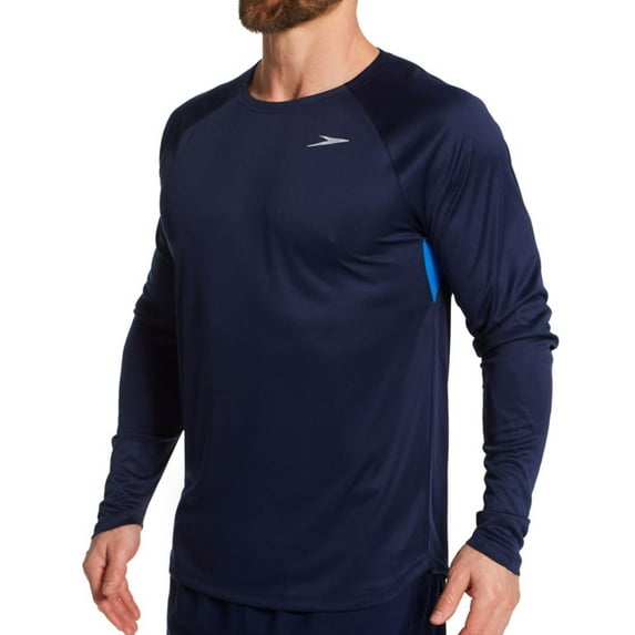 Men's Speedo 7748288 Baybreeze Long Sleeve Swim Shirt (Peacoat L)